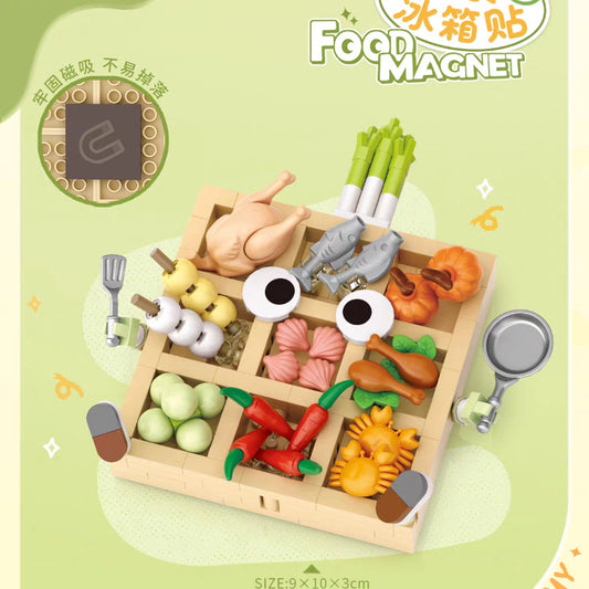 Jookids LOZ Food Magnet Micro Block Building Set – Mini Food Fridge Magnet, Creative DIY Building Blocks, Decorative Refrigerator Magnet