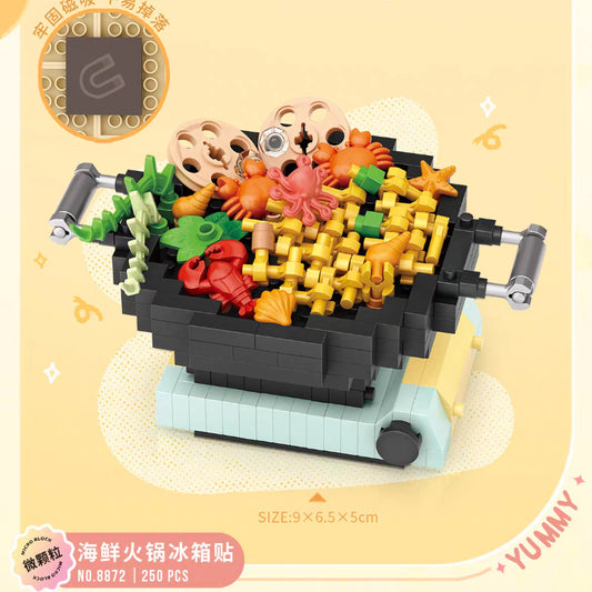 Jookids LOZ Seafood Hot Pot Micro Block Fridge Magnet – Mini Food Building Blocks, Creative DIY Refrigerator Decoration, 250 PCS