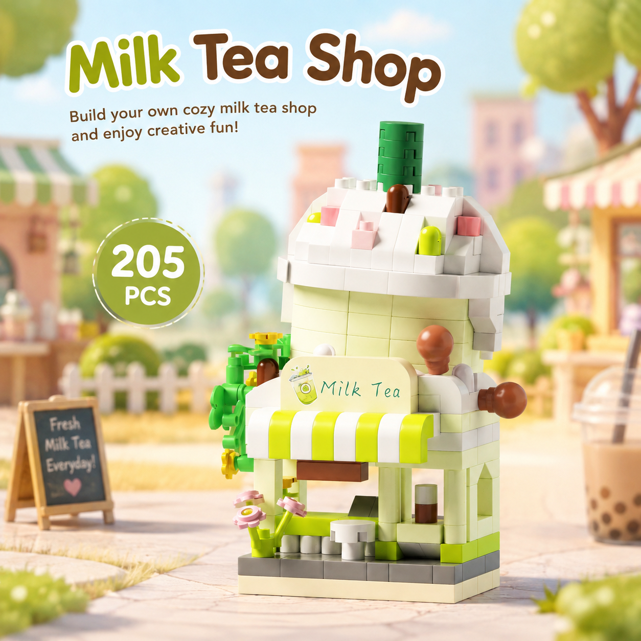 Jookids Milk Tea Shop Building Blocks ā 205 PCS Creative Mini Block Set
