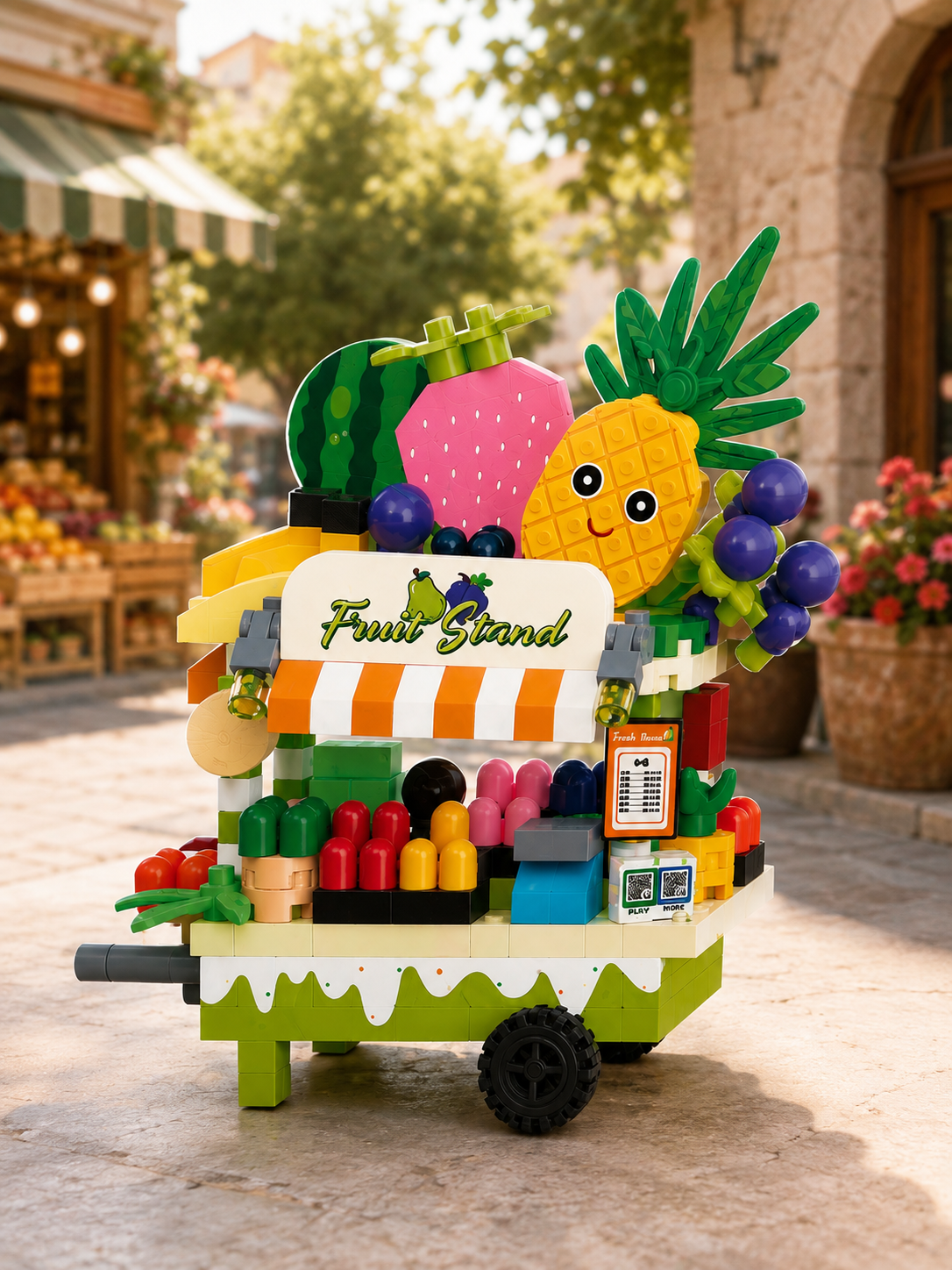 Jookids Fruit Stand Vending Cart Building Blocks Toy – 302 PCS