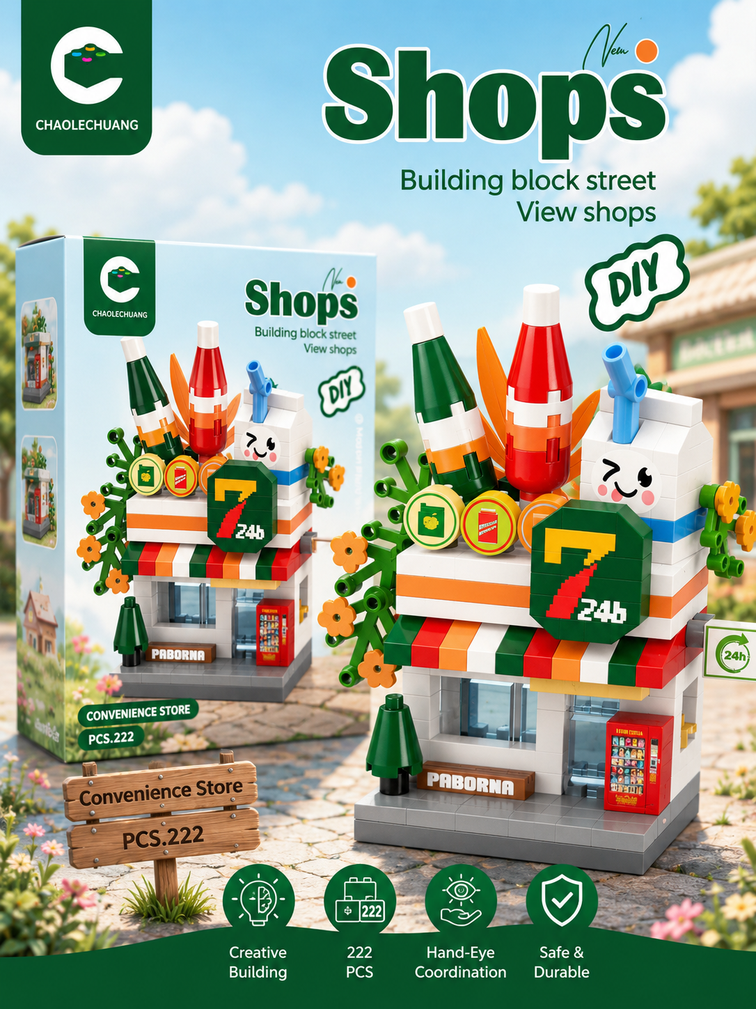 Jookids Building Block Convenience Store ā 222 Pcs DIY Creative Building Set for Kids