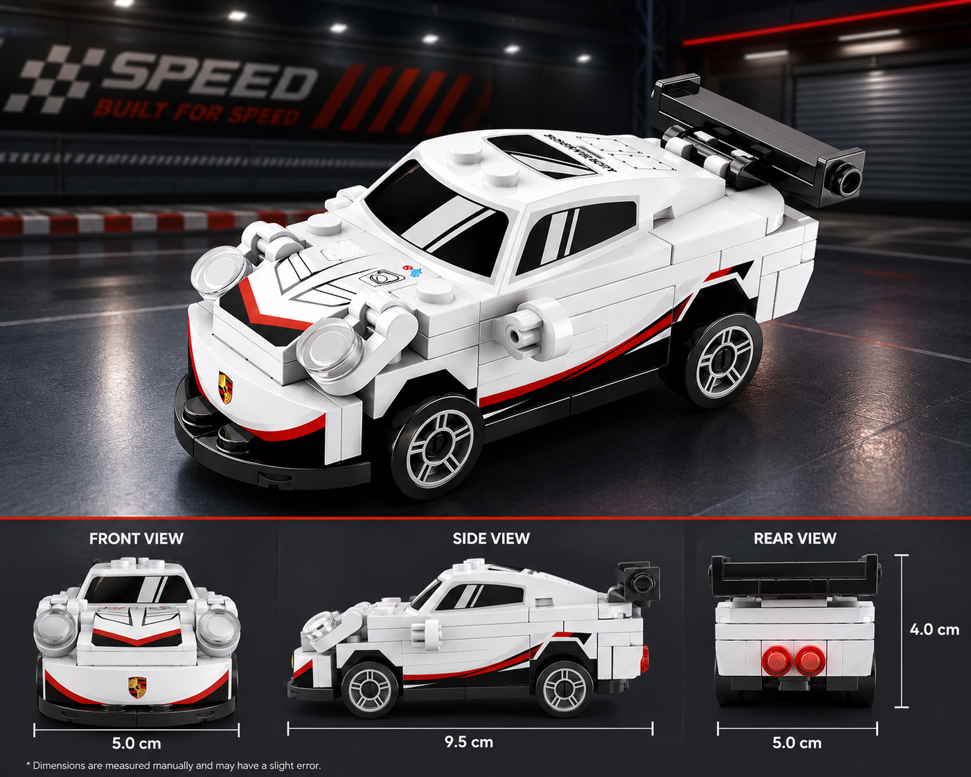 Jookids Pull Back Racing Sports Car Building Blocks Set | 71 Pieces | White Speed Racer Construction Toy with Pull-Back Action | Ages 6+