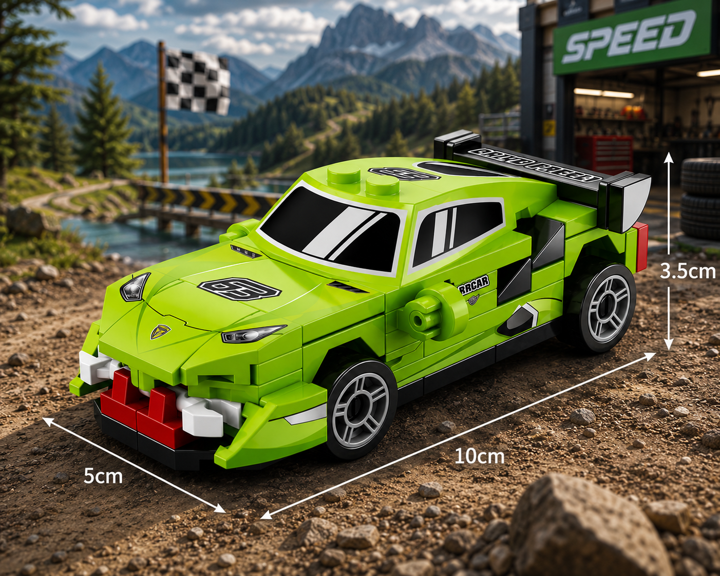 Jookids Pull Back Green Sports Car Building Blocks Set | 73 Pieces | Racing Car Construction Toy with Pull-Back Action | STEM Toy for Kids 6+