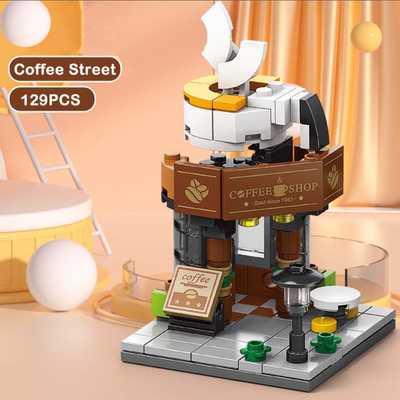Coffee Street Building Block Set - 129 Pieces Mini Coffee Shop