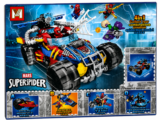 Jookids 4-in-1 Super Spider Building Block Car Set – Transforming Vehicle Toy