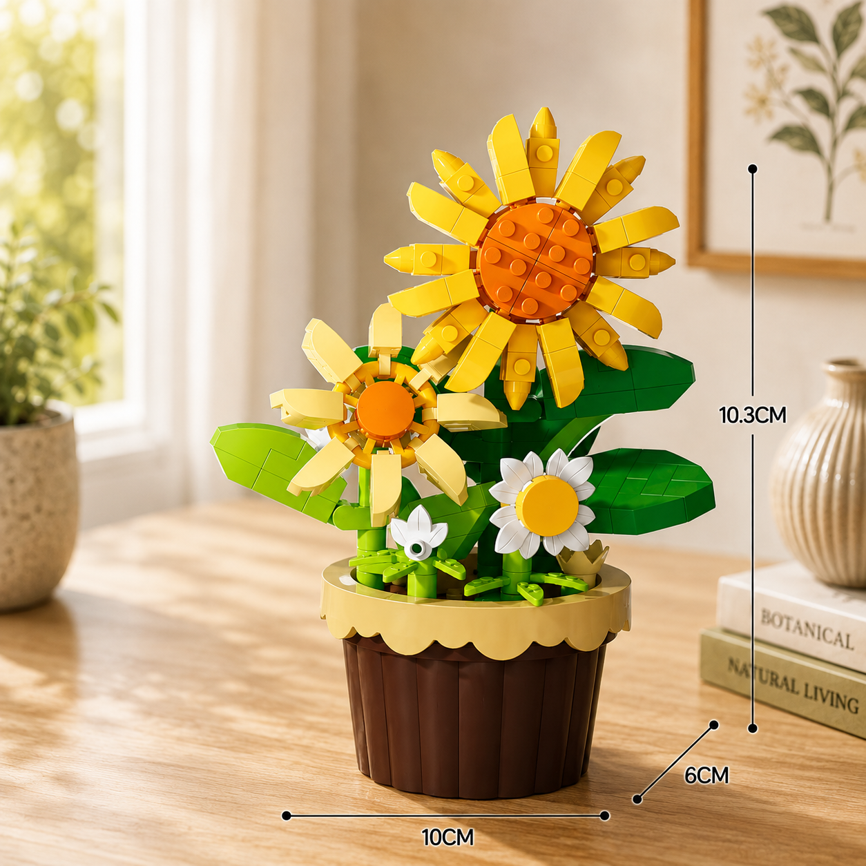 Jookids Sunflower Building Blocks Flower Pot – 214 Pieces | DIY Decorative Brick Plant | Mini Display Set | Ages 6+