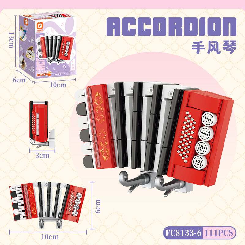 Jookids 111 Pcs Accordion Musical Instrument Building Blocks Set for Kids | Creative Music-Themed Construction Toy