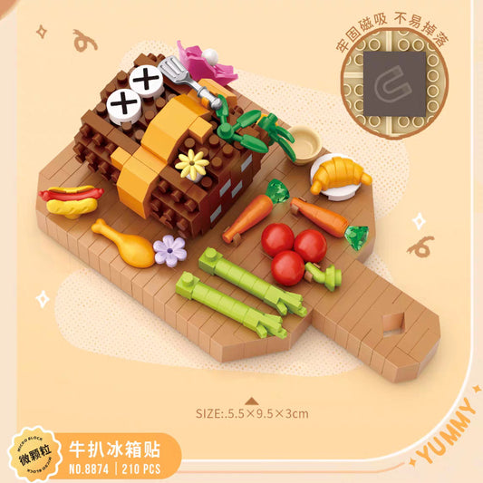 Jookids LOZ Food Magnet Micro Block Set – Mini Food Building Blocks, Creative Fridge Magnet, DIY Refrigerator Decoration, 210 PCS