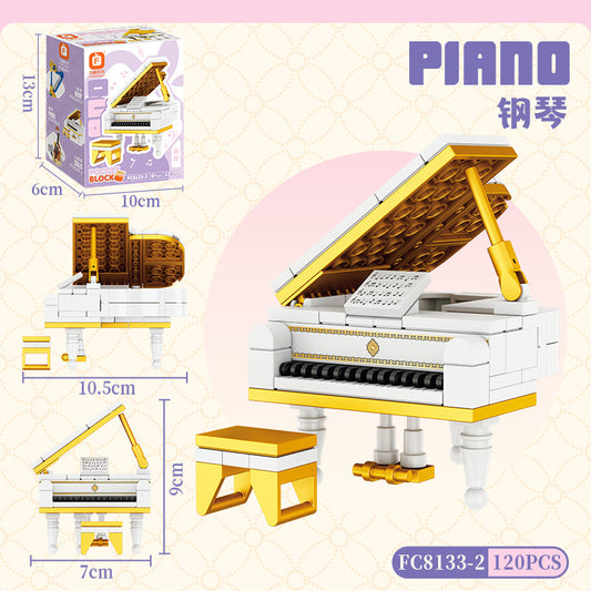 Jookids 120 Pcs Mini Grand Piano Building Blocks Set – Creative Musical Instrument Model with Stool