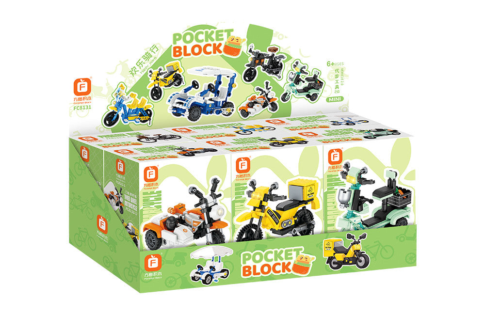 Jookids Pocket Block Mini Vehicle Building Blocks Collection | 8-in-1 STEM Toy Set