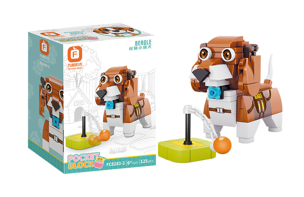 Jookids Playful Beagle Building Blocks – 125 Pieces | DIY Puppy Brick Toy with Ball Launcher | Cute Animal Display Set | Ages 6+