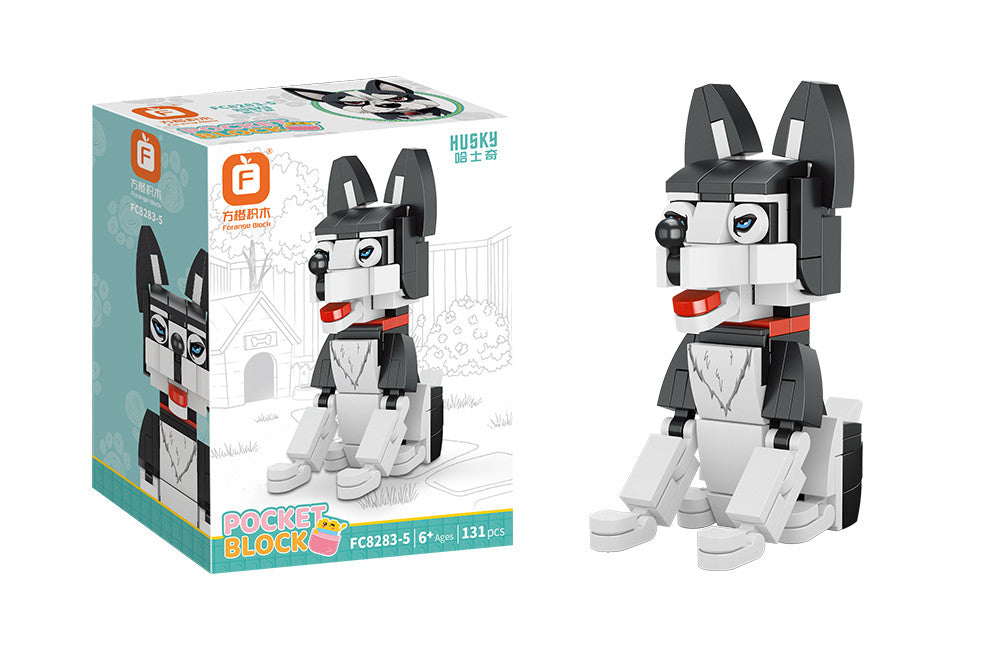 Jookids Husky Building Blocks – 131 Pieces | DIY Puppy Brick Toy | Cute Animal Display Set | Ages 6+