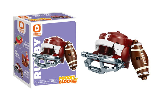 Jookids Mini Rugby Helmet Building Blocks Set | 108 Pieces | Sports STEM Toy for Kids 6+