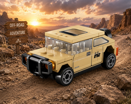 Jookids Pull-Back Building Block Desert SUV – 55 Pieces DIY Construction Toy Vehicle | 9 cm Off-Road Model | Ages 6+