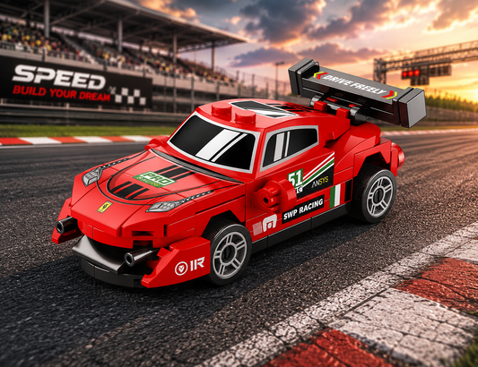 Jookids Pull Back Red Sports Car Building Blocks Set | 69 Pieces | Racing Car Construction Toy | STEM Building Toy for Kids 6+