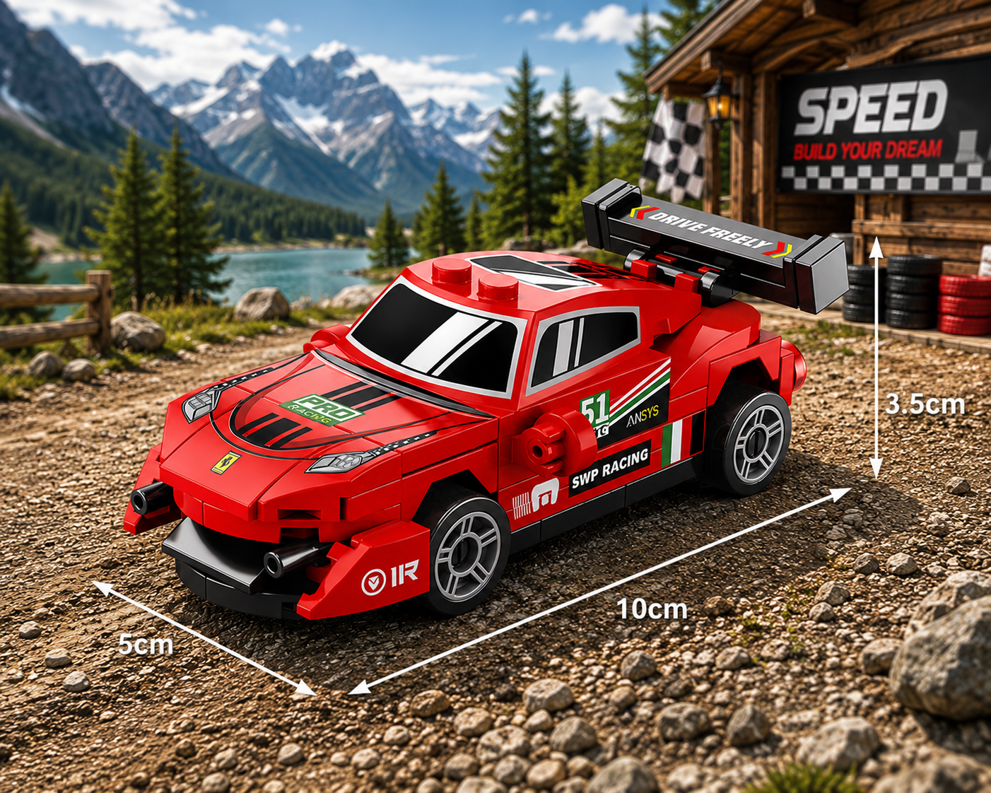 Jookids Pull Back Red Sports Car Building Blocks Set | 69 Pieces | Racing Car Construction Toy | STEM Building Toy for Kids 6+
