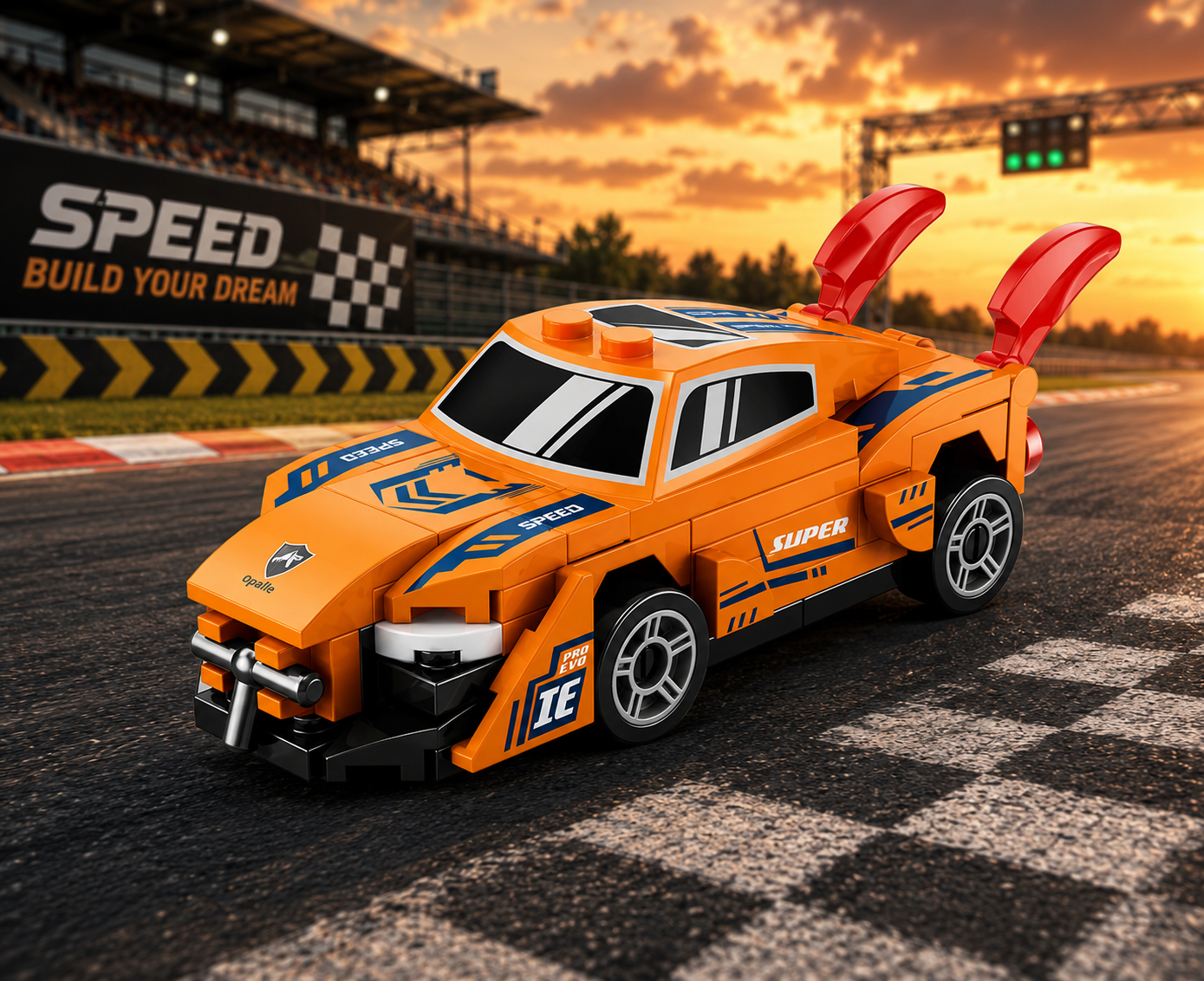 Jookids Pull Back Orange Sports Car Building Blocks Set | 76 Pieces | Racing Car Construction Toy | STEM Building Toy for Kids 6+