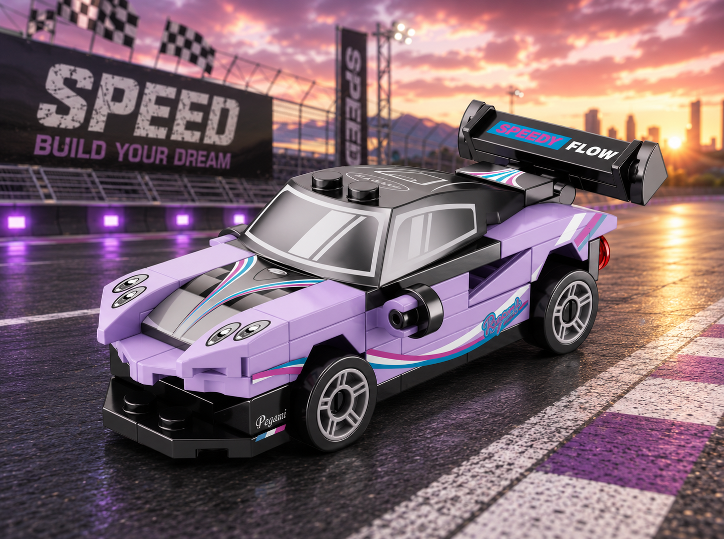 Jookids Speed Pull-Back Building Block Sports Car – 70 Pieces DIY Racing Toy with Pull Back Action | 10.5 cm Model | Ages 6+