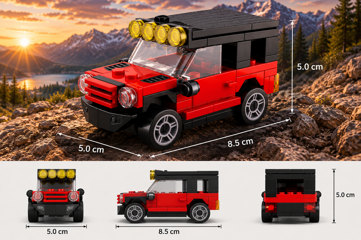 Jookids Pull-Back Building Block Off-Road SUV – 76 Pieces DIY Construction Toy Vehicle | 8.5 cm Model | Ages 6+