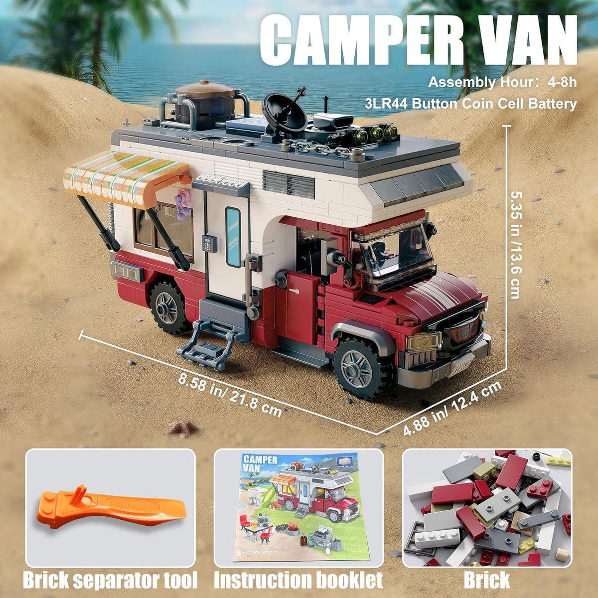 Jookids Luxury Camper Van Building Blocks Set – 924 PCS Adventure Motorhome Construction Kit for Kids 6+ & Adults