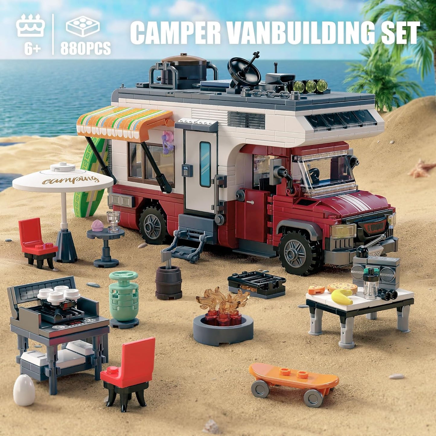 Jookids Luxury Camper Van Building Blocks Set – 924 PCS Adventure Motorhome Construction Kit for Kids 6+ & Adults