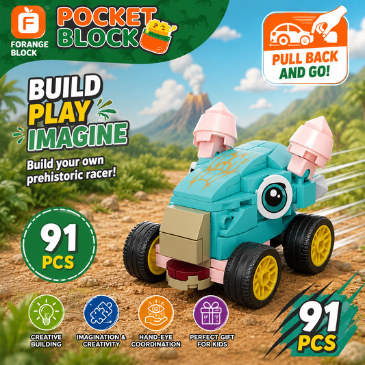 Jookids Cute Monster Car Building Blocks Toy – 91 Pcs Creative Construction Set for Kids