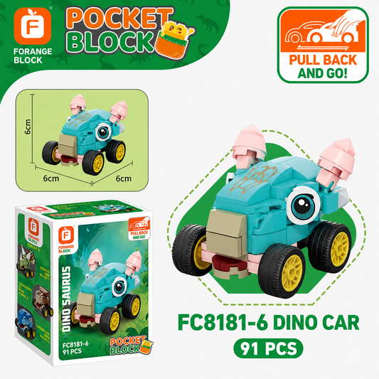 Jookids Cute Monster Car Building Blocks Toy – 91 Pcs Creative Construction Set for Kids
