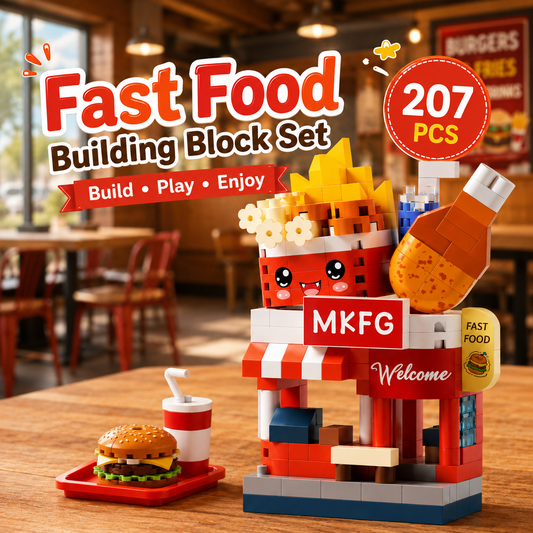 Jookids Fast Food Shop Building Blocks – 207 PCS Mini Restaurant Building Set for Kids
