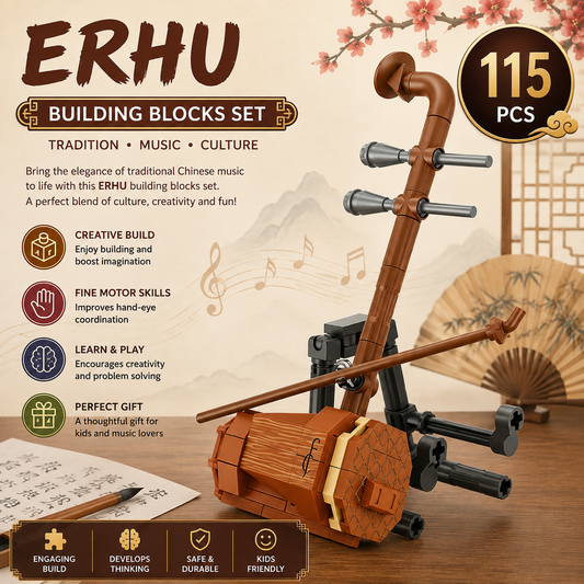 Jookids Erhu Chinese Musical Instrument Building Blocks – 115 Pcs Creative Construction Toy Set