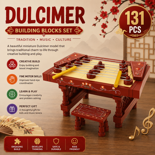 Jookids Yangqin Building Blocks Set – 131 Pcs Traditional Chinese Musical Instrument Model Construction Toy