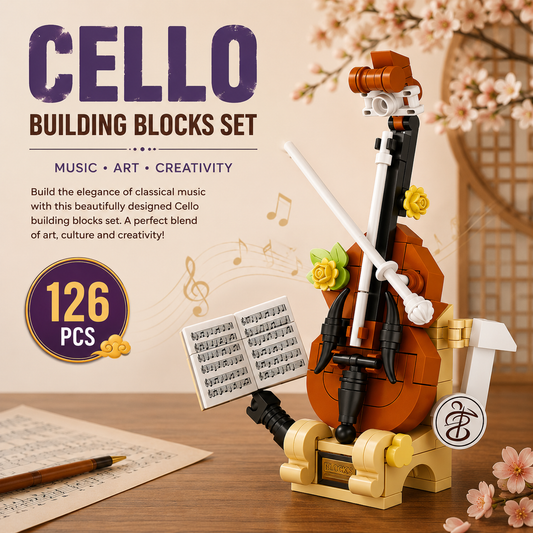 Jookids DIY Cello Musical Instrument Building Blocks Set – 126 Pcs Creative Construction Toy for Kids
