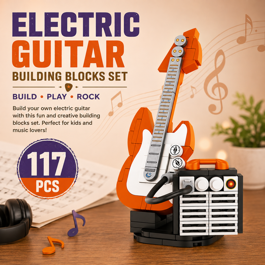 Jookids DIY Electric Guitar Building Blocks Set – 117 Pcs Creative Musical Instrument Model with Amplifier