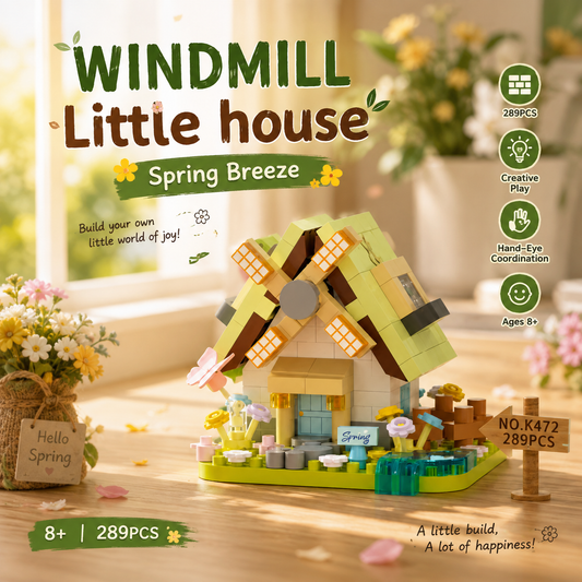Jookids Windmill Little House Building Blocks – 289 Pcs Creative Spring Cottage Set for Kids 8+