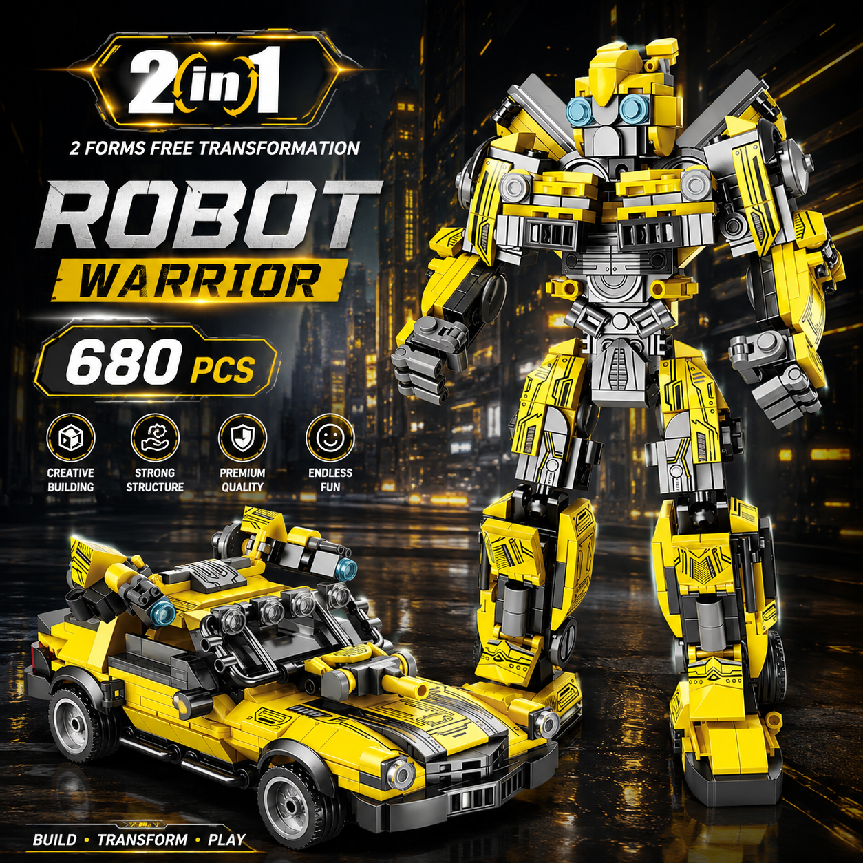 Jookids 2-in-1 Transforming Robot Car Building Blocks – 680 Pcs