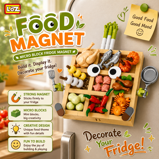 Jookids LOZ Food Magnet Micro Block Building Set – Mini Food Fridge Magnet, Creative DIY Building Blocks, Decorative Refrigerator Magnet