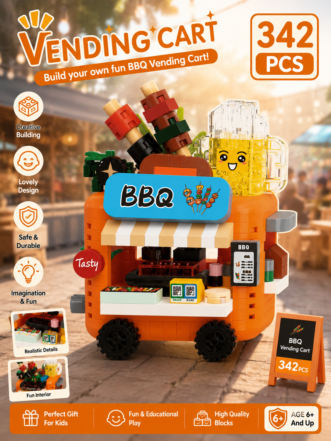 Jookids BBQ Vending Cart Building Blocks Toy – 342 PCS