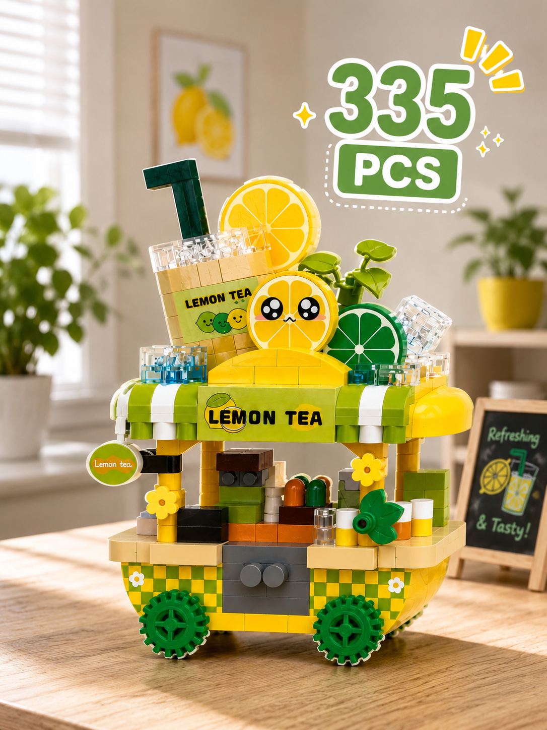 Jookids Lemon Tea Vending Cart Building Blocks – 335 PCS DIY Creative Play Set