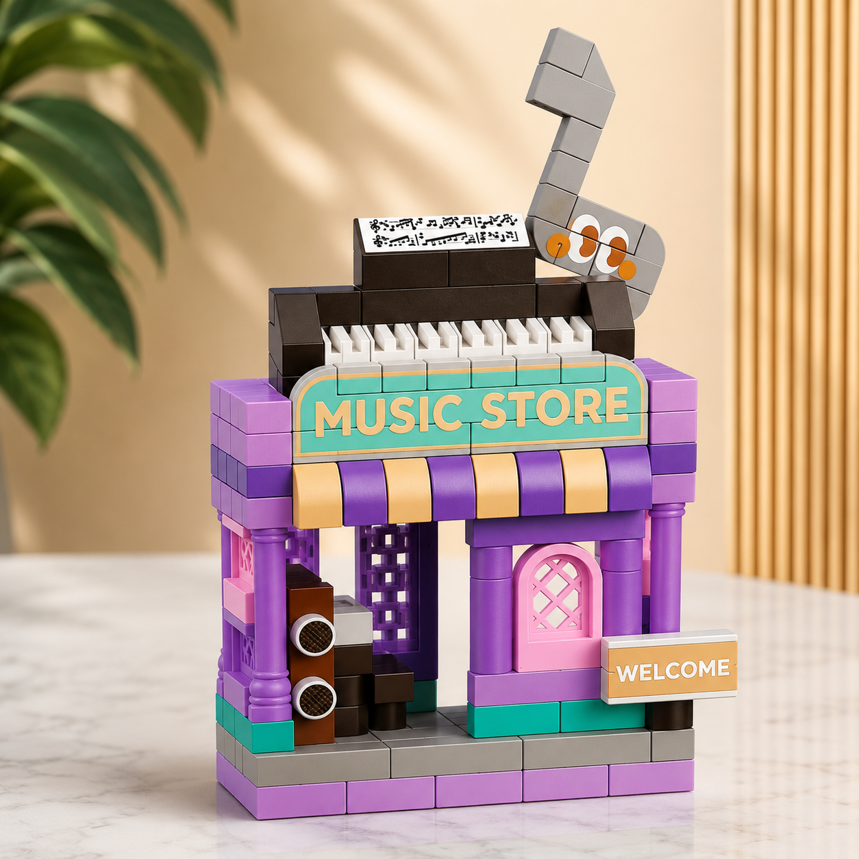 Jookids Music Store Micro Building Block Set – Mini Music Shop Building Blocks, Creative DIY Construction Toy, 218 PCS