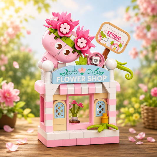 Jookids Flower Shop Micro Building Block Set – Mini Flower Store Building Blocks, Creative DIY Construction Toy, Collectible Display Model, 241 PCS