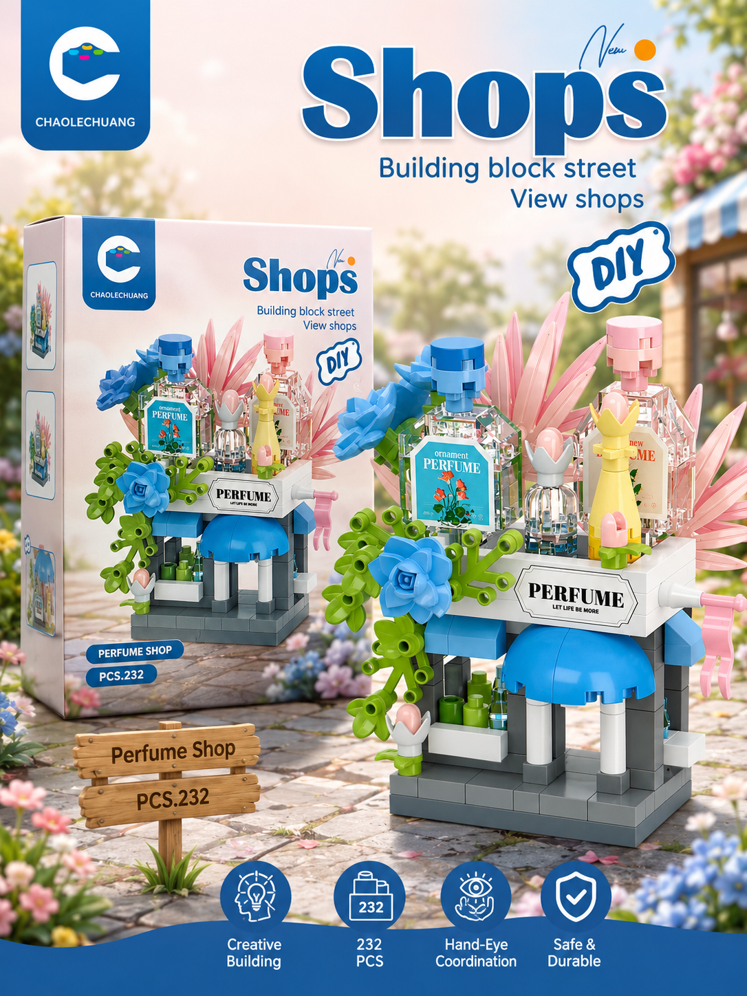 Jookids DIY Perfume Shop Building Blocks – 232 Pcs Creative Beauty Store Construction Set for Kids