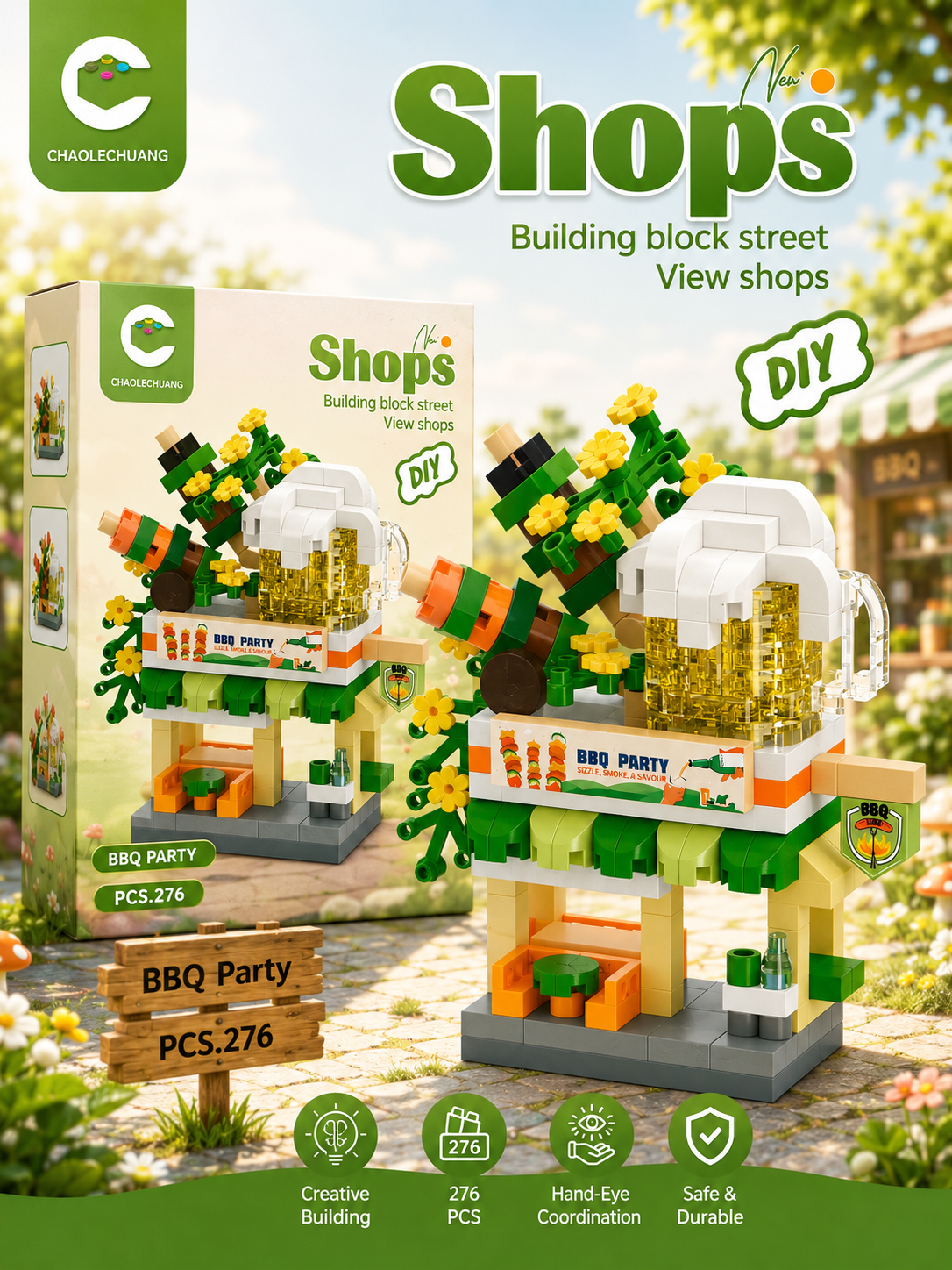 Jookids DIY BBQ Party Building Blocks – 276 Pcs Creative BBQ Restaurant Construction Set for Kids