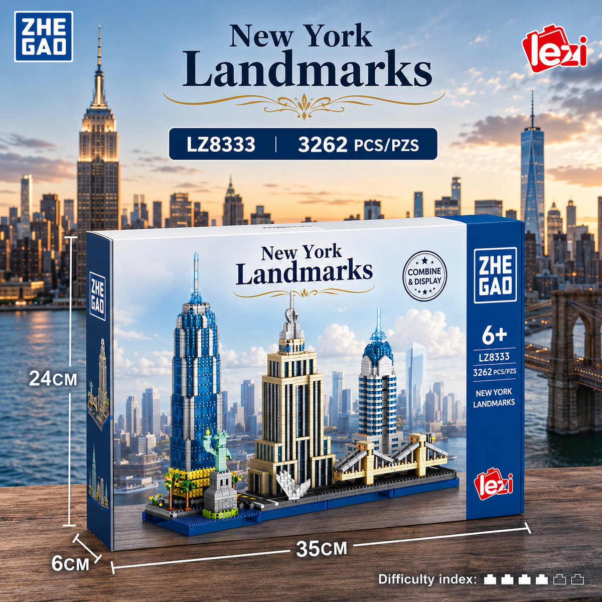 Jookids New York Landmarks Building Blocks Set – 3262 PCS City Architecture Model for Kids & Adults