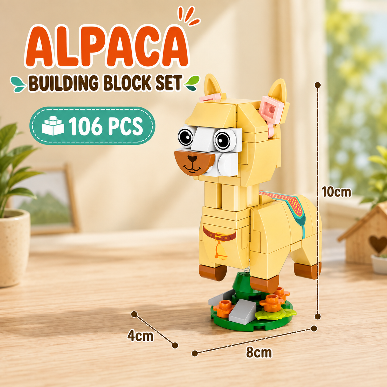 Jookids Alpaca Building Blocks – 106 Pieces | DIY Animal Brick Toy | Cute Alpaca Display Set | Ages 6+