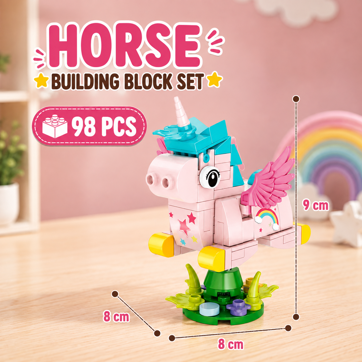 Jookids Flying Unicorn Building Blocks – 98 Pieces | DIY Unicorn Brick Toy | Cute Fantasy Animal Display Set | Ages 6+
