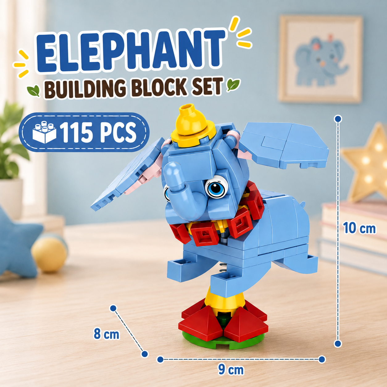 Jookids Spring Elephant Building Blocks – 115 Pieces | DIY Elephant Brick Toy | Cute Animal Display Set | Ages 6+