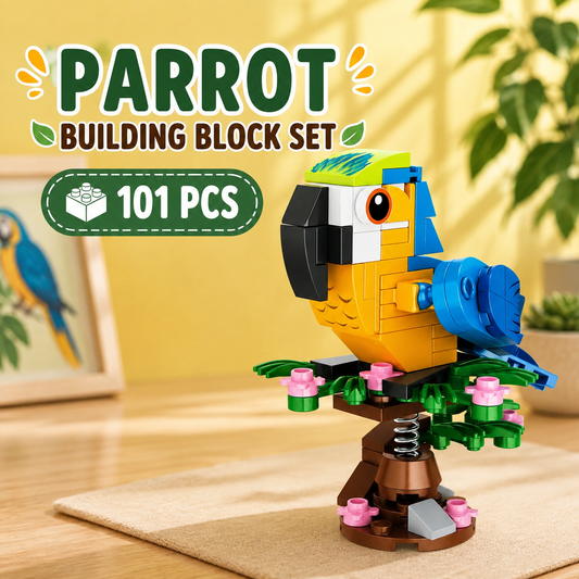 Jookids Spring Parrot Building Blocks – 101 Pieces | DIY Parrot Brick Toy | Colorful Bird Display Set | Ages 6+