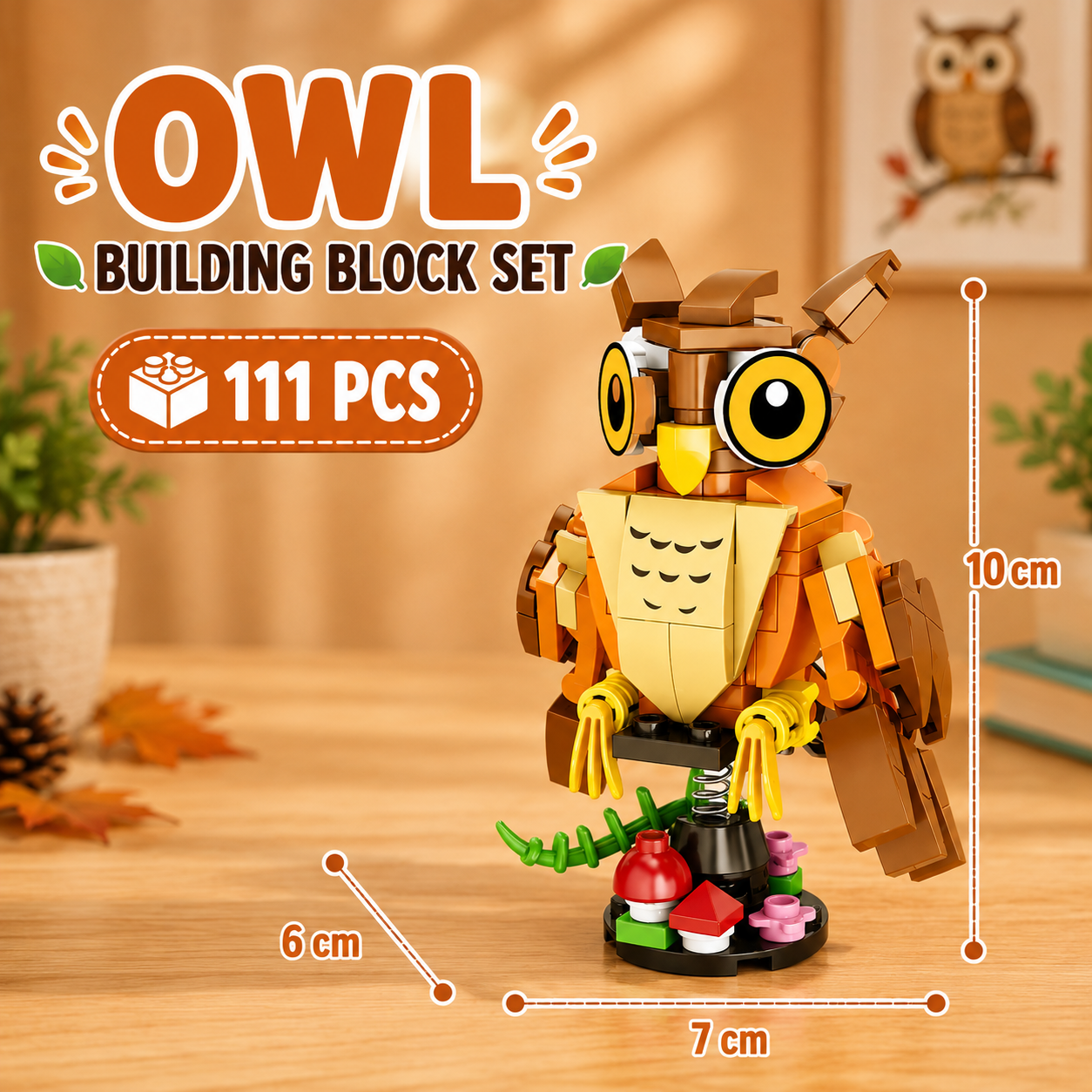 Jookids Spring Owl Building Blocks – 111 Pieces | DIY Owl Brick Toy | Cute Forest Animal Display Set | Ages 6+