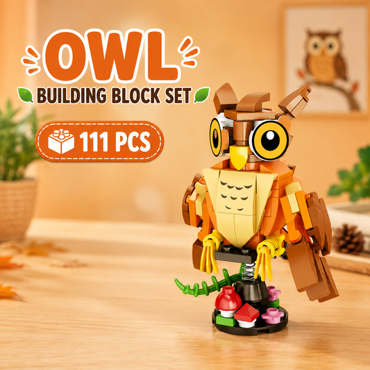 Jookids Spring Owl Building Blocks – 111 Pieces | DIY Owl Brick Toy | Cute Forest Animal Display Set | Ages 6+