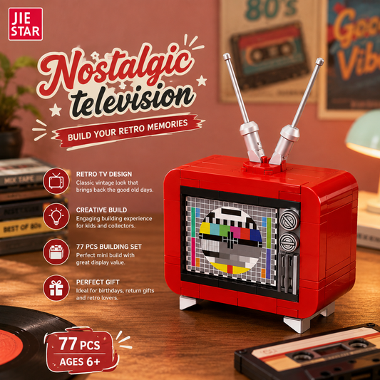 Jookids Mini Nostalgic Television Building Blocks Set – 77 PCS Retro TV Construction Toy for Kids 6+ & Collectors