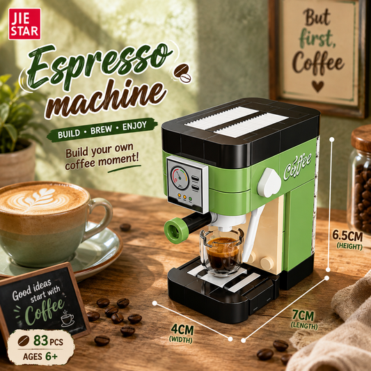 Jookids Mini Espresso Coffee Machine Building Blocks Set – 83 PCS Coffee Maker Construction Toy for Kids 6+ & Collectors